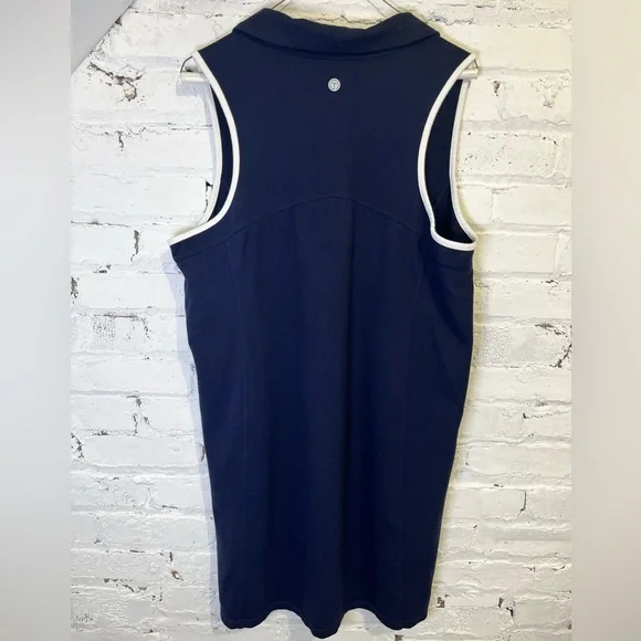 T by Talbots Navy Collared Dress UPF 50 Sun Protection Golf Tennis Size Large - Picture 5 of 8